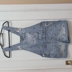 NWOT MICKEY MOUSSE SHORTS DISNEY OVERALLS SIZE L JEANS POCKETS